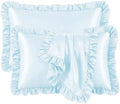 2 Pack Ruffle Satin Pillowcases King Size 20"x36" Baby Blue by QJFabricCO