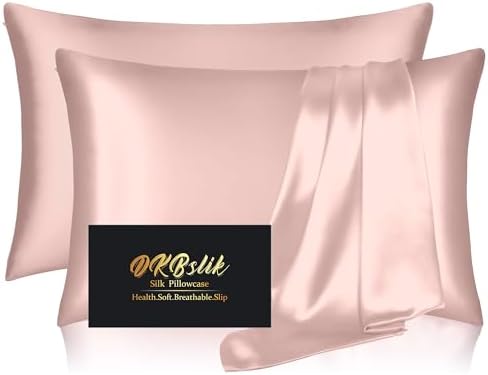 Silk Pillow Cases 2 Pack, Mulberry Silk Pillowcases Standard Set of 2, Anti Acne by HOME