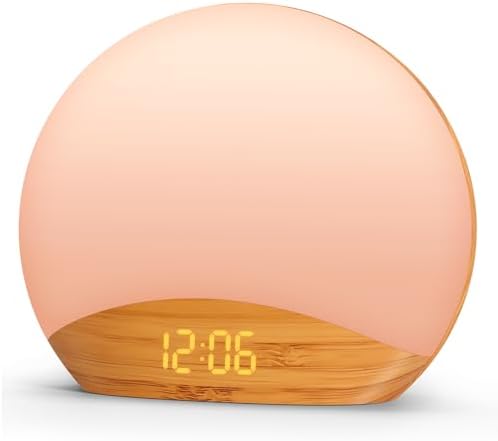 REACHER Wood Grain Sunrise Alarm Clock and Sound Machine Nightlight by Reacher