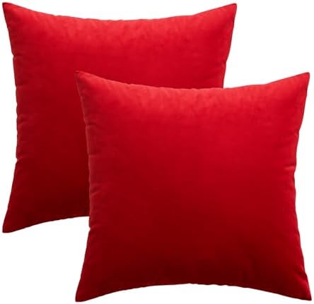 MIULEE Velvet Throw Pillow Covers 22x22 Inch Pack of 2 Bright Red - Image 6