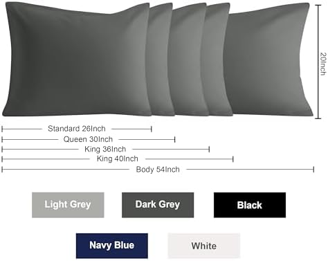 Standard Pillow Cases, 2 Pack, 20x26 in, Microfiber, Dark Grey - Image 5