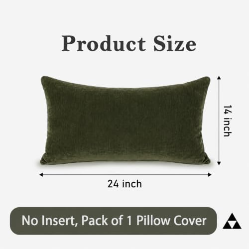 JoraLion Chenille Lumbar Pillow Covers 14X24 inch Moss Green - Image 3