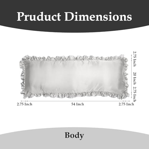 2 Pack Ruffle Satin Pillowcases Body Size 20"x54" Silvergrey - Image 2