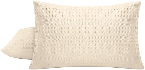 100% Coton Waffle Pillow Shams Standard Size Set of 2, Soft Aesthetic Pillow - Image 6