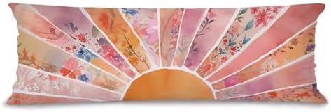 Abstract Boho Orange Sunrise 20x54 Body Pillow Cover Case, Mid Century by Unknown