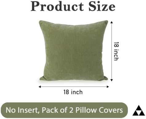 JoraLion Chenille Lumbar Pillow Covers 18x18 inch Olive Sage Green - Image 3
