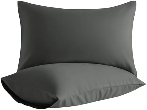 Standard Pillow Cases, 2 Pack, 20x26 in, Microfiber, Dark Grey by Aerlomi