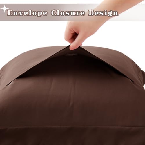 Homiest Chocolate Brown Pillow Shams Queen Size Set of 2, 2-Inch Flange - Image 6