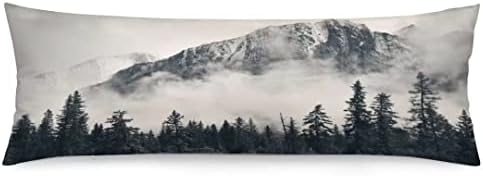 Foggy Forest Body Pillow Cover, Misty Natural Scenery Mountain Landscape Pine by YUDILINSA