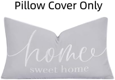 Sunkifover Home Sweet Home Quotes Throw Pillow Covers 20“x 12" Light Grey - Image 3