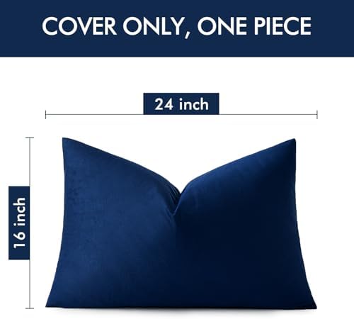 MIULEE 16x24 Inch Lumbar Velvet Throw Pillow Cover Set of 1 Dark Blue - Image 6