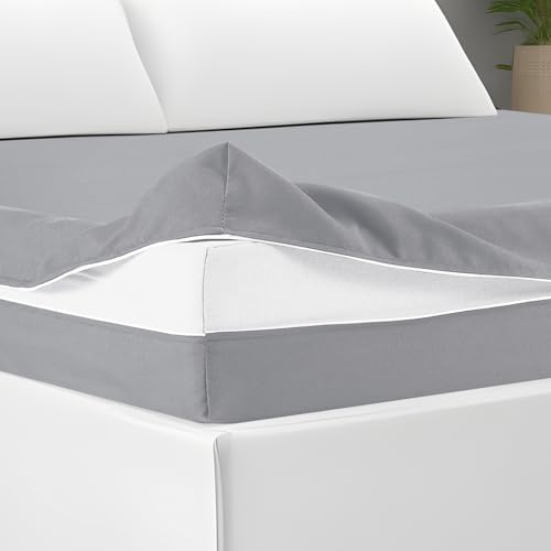 HunnmingRe Zippered Mattress Protector Fitted, Light Gray by HunnmingRe