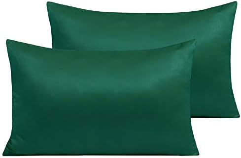 NTBAY Queen Satin Pillowcases, Dark Green by NTBAY