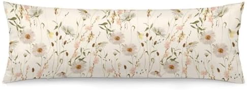 Sage Green Floral Body Pillow Cover Pillowcase by Unknown