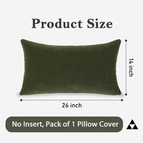 JoraLion Chenille Lumbar Pillow Covers 14X26 inch Moss Green - Image 3