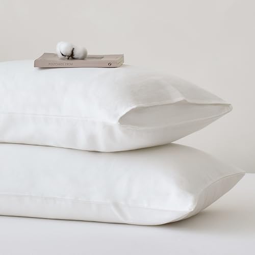 JELLYMONI Pillowcases Standard Set of 2 Cotton Envelope Pillow Covers Cream - Image 6