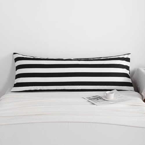 NTBAY Body Striped Pillowcase, 1800 Thread Brushed Microfiber Black and White - Image 2