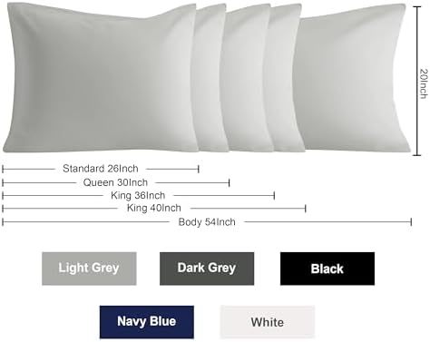 Queen Pillow Cases, 2 Pack, 20x30 in, Microfiber, Light Grey - Image 5