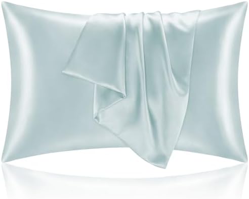 BEDELITE Satin Pillowcases, Standard Size 20x26 Inch, Stone Blue by BEDELITE
