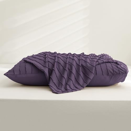 JELLYMONI Purple Striped Tufted Pillowcases Standard Size - Image 7