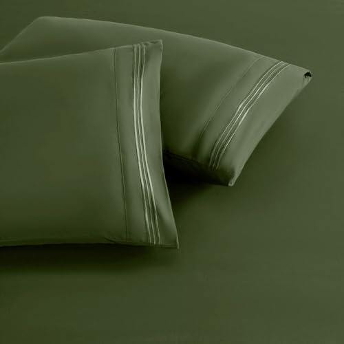 Dark Olive Green Standard Size Pillow Cases Set of 2 - Image 3