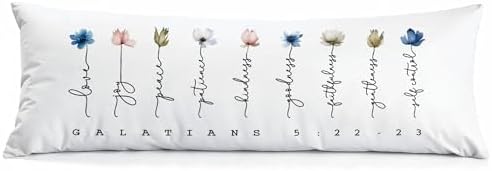 Fruit of The Spirit Bible Verse 20x54 Body Pillow Cover, Boho Floral Christian by Unknown