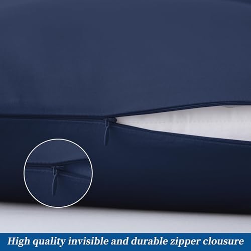 4 Pcs Pillow Cases Standard Size, 400 Thread Count Sateen Weave Navy Blue - Image 5