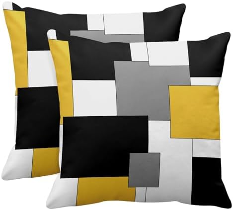 Emvency Throw Pillow Covers Set of 2, 18 x 18 Inch, Geometric Yellow by Emvency