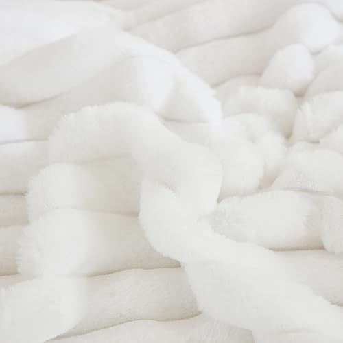 JAUXIO Faux Fur Fluffy Body Pillow Cover Luxury Textured Vertical Stripe Plush - Image 5