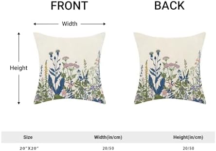 AEIOAE Navy Blue Teal Pillow Covers 20x20 Inch Set of 2, Spring Wildflower - Image 5