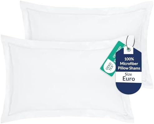 Royale Linens Microfiber Euro Size Pillow Shams Set of 2 by ROYALELINENS