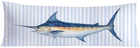 Nautical Coastal Ocean Fish Body Pillow Covers 20x54, Coastal Room Decor by Exqcom