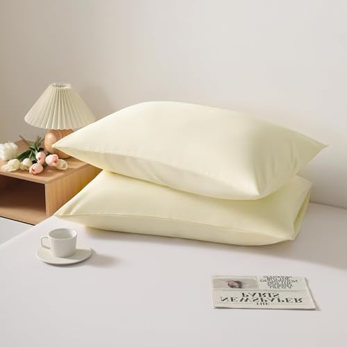 Body Pillow Cases, 2 Pack, 20x54 in, Microfiber, Cream Yellow - Image 3