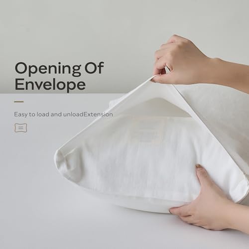 JELLYMONI Pillowcases Standard Set of 2 Cotton Envelope Pillow Covers Cream - Image 3