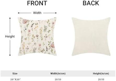Spring Pillow Covers 20x20 Inch Set of 2, Sage Green Pink Wild Flower Throw - Image 5