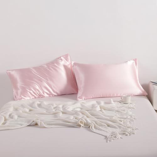 NTBAY Queen Satin Pillowcases, Light Pink - Image 3