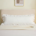 Off White Ruffled Body Pillow Cover 20x54, Washed Cotton Sham by Jilboo