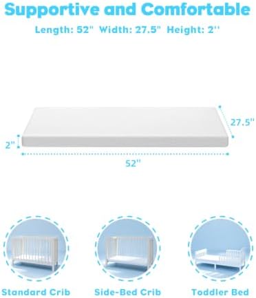 2"x27.5"x52" Mattress Topper, 27.5" Wx52 L Size - Image 2