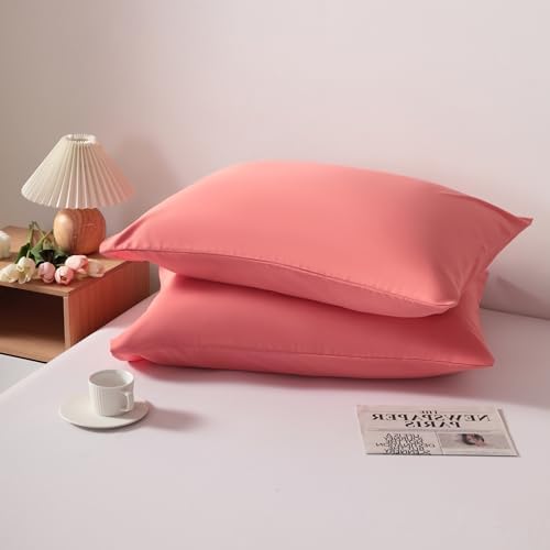 King Pillow Cases, 2 Pack, 20x36 in, Microfiber, Coral Pink - Image 3
