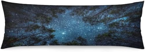 Galaxy Body Pillow Cover, Milky Way and Tree Forest by KENADVI