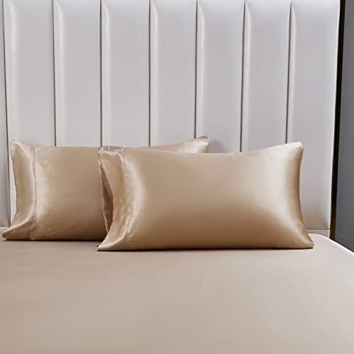 Satin Pillowcases Set of 2, Standard Size Cooling Pillow Cases by LCBD