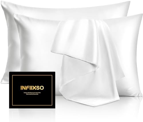 INFIIXSO Silk Pillow Cases 2 Pack, Standard Size, Hidden Zipper by INFIIXSO