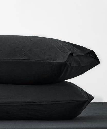 JELLYMONI 100% Washed Cotton Pillowcases, Envelope Closure 2-Pack by JELLYMONI