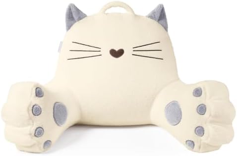 Pink Cat Backrest Reading Pillow – Cute Kawaii Bed Rest Pillow by WURUS