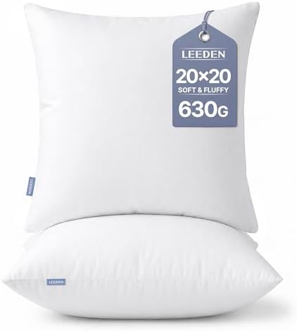 Leeden 20x20 Throw Pillow Inserts Set of 2, Pillow Forms by LEEDEN