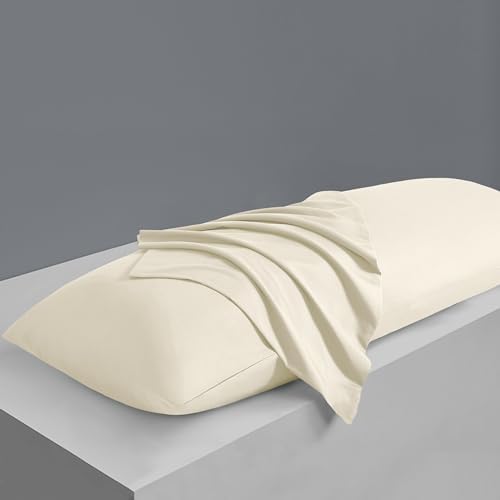 MILVOWOC Brushed Microfiber Body Pillowcases, Ivory Cream, 20x48 Inch - Image 2