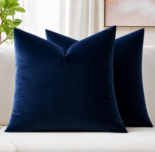 MIULEE Pack of 2 Velvet Pillow Covers Decorative Square Pillowcase Soft Solid by MIULEE