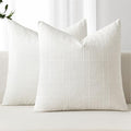 MIULEE Linen Plaid Pillow Covers Decorative 20x20 Cream White by MIULEE