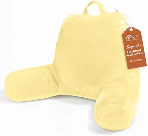 Sasttie Reading Pillow for Bed, Back Pillow for Sitting Up, Light Yellow by SASTTIE