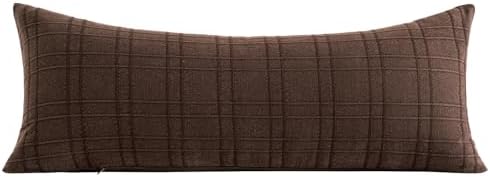 MIULEE Long Lumbar Throw Pillow Cover 14x36 Soft Linen Check Decorative - Image 6